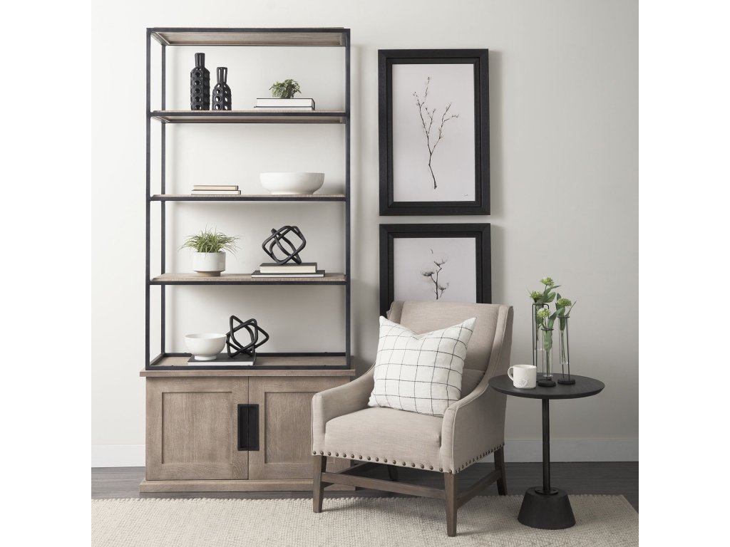 II Light Brown Wood and Iron Three Shelf Shelving Unit 41.5L x 18.5W x 9