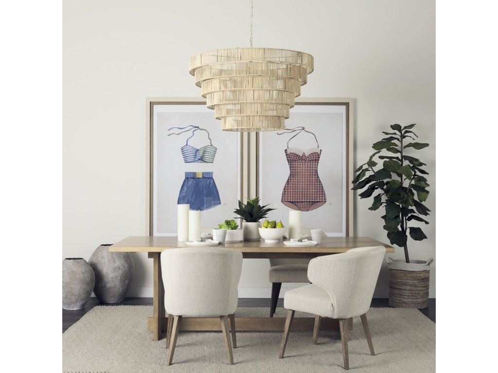 40 L x 40 W x 24 H Natural Cane 6 Tier Chandelier