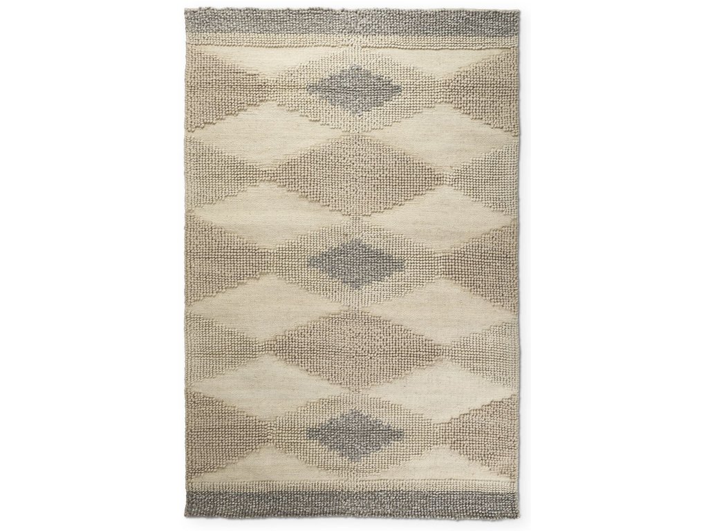 5X8 Gray Wool Hand Woven Diamond Patterned Rug