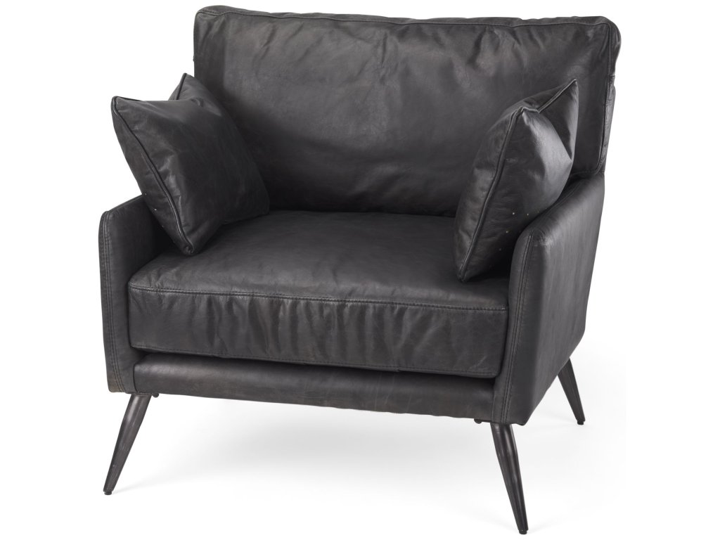 34.5L x 33.0W x 32.5H Black Leather Wrapped Chair