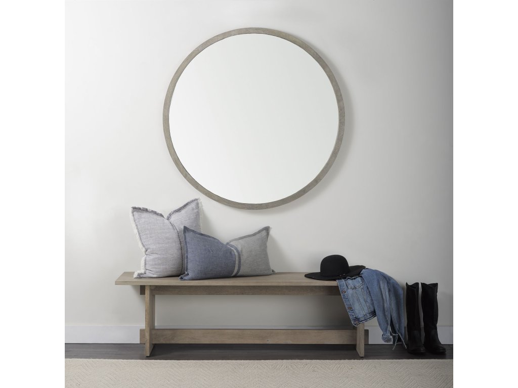 18H Light Gray Wood Dining Bench