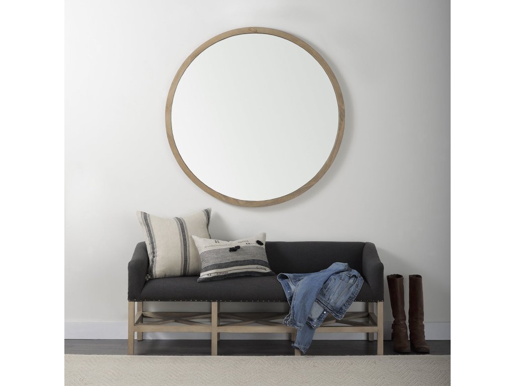 60.0L x 19.0W x 25.5H Dark Gray Fabric w/ Light Brown Wooden Base Accent Bench - Alternative View