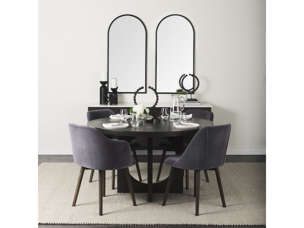 II Grey Velvet Wrap Black Wooden Base Dining Chair