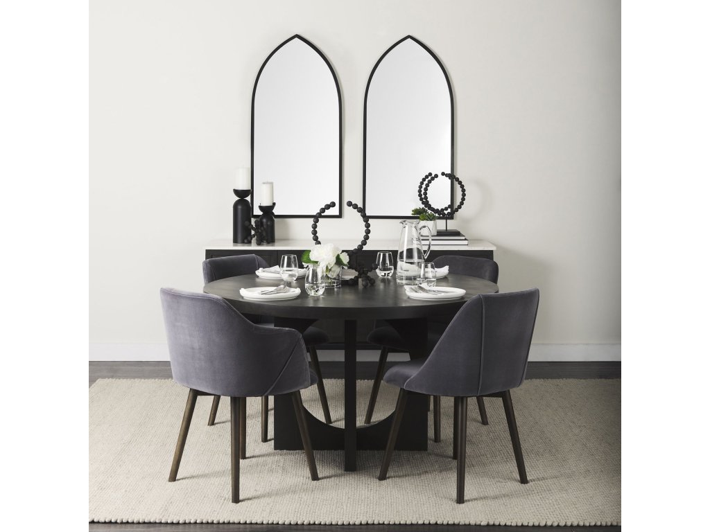 54.L x 54.0W x 30.0H Black Wood w/ Circular Top Dining Table