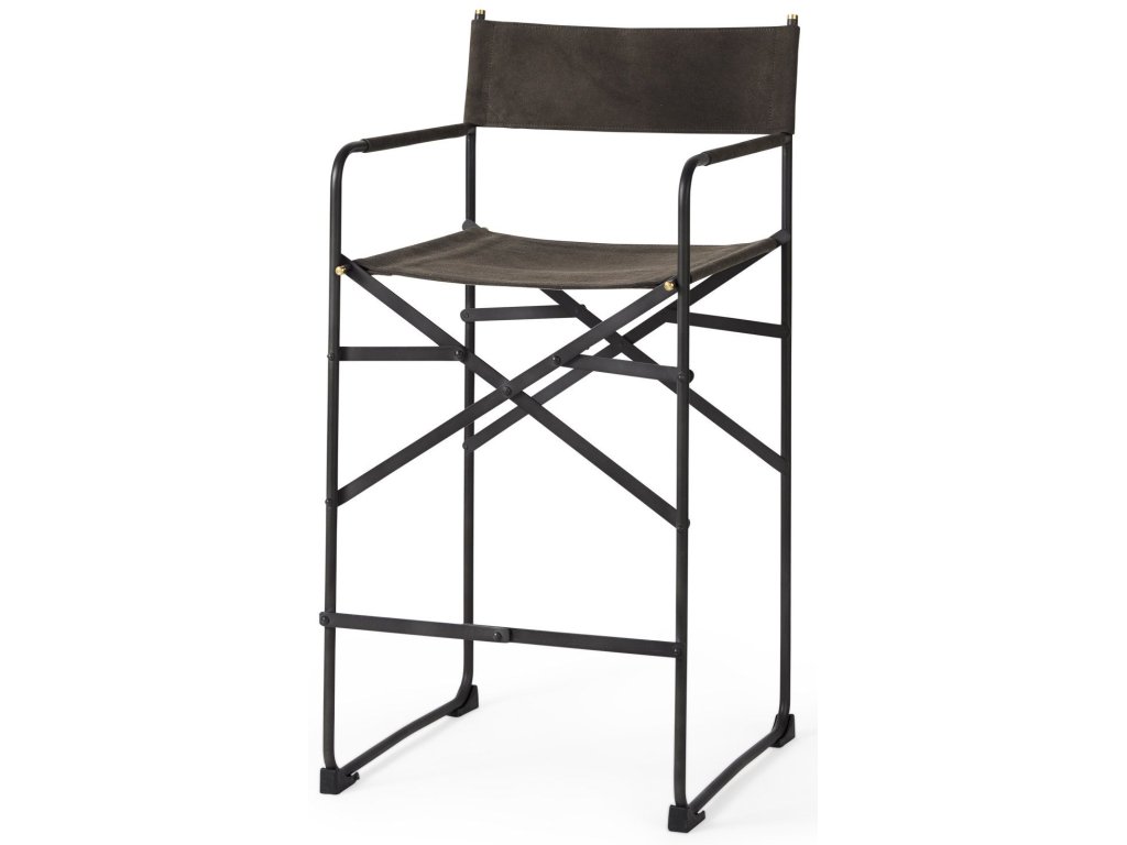 19.3L x 19.3W x 40.2H Brown/Gray Suede w/ Metal Frame Counter Stool
