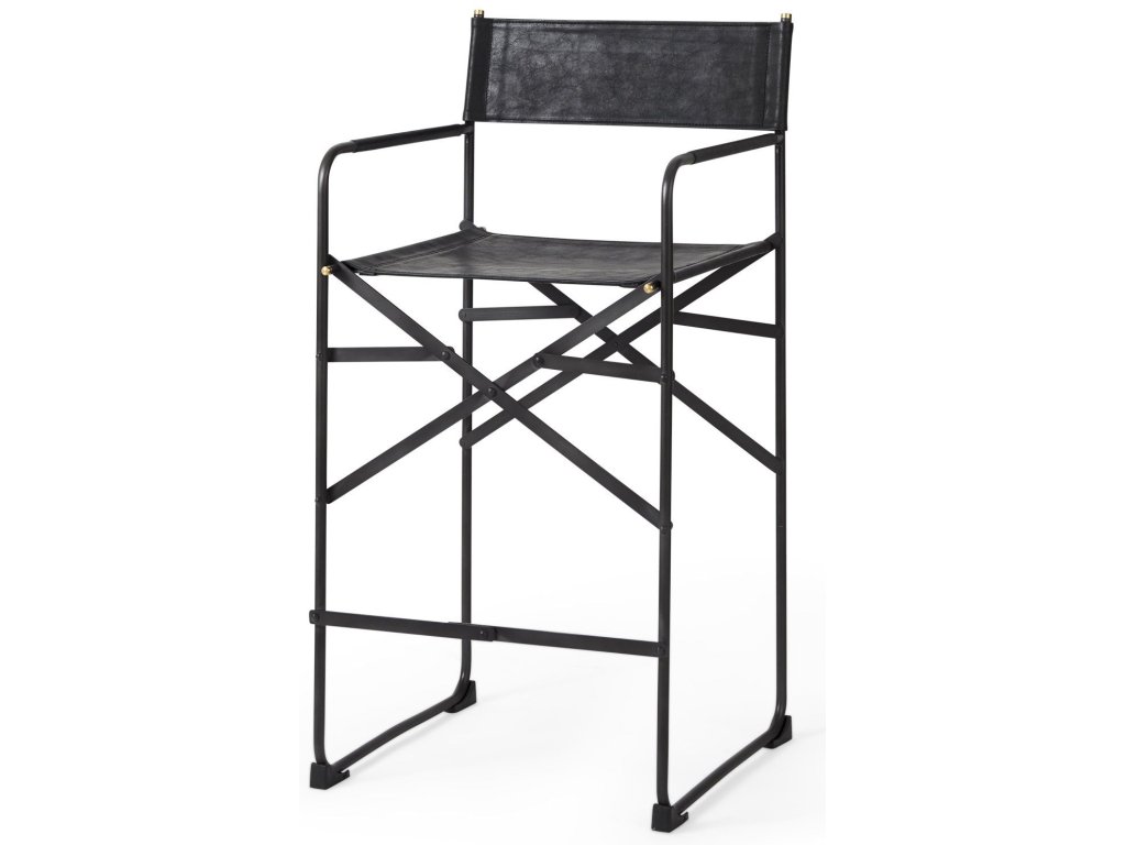 19.3L x 19.3W x 40.2H Black Leather w/Black Frame Counter Stool