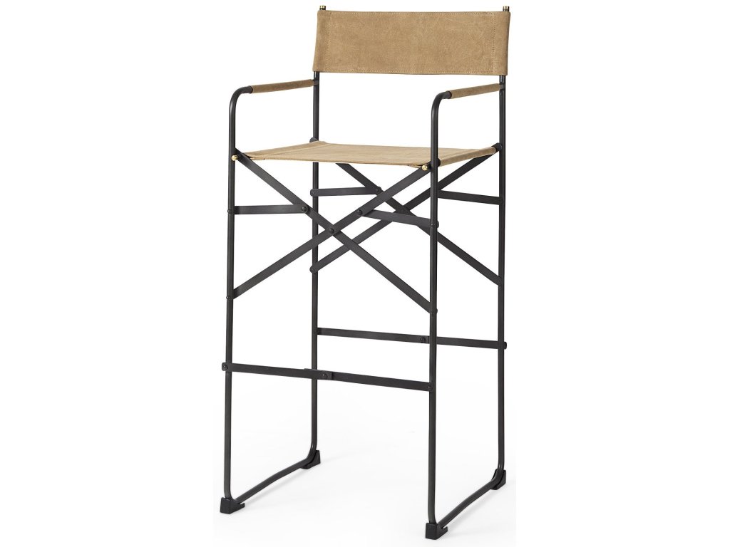 19.3L x 19.3W x 44.1H Brown Leather Seat w/Black Iron Frame Bar Stool