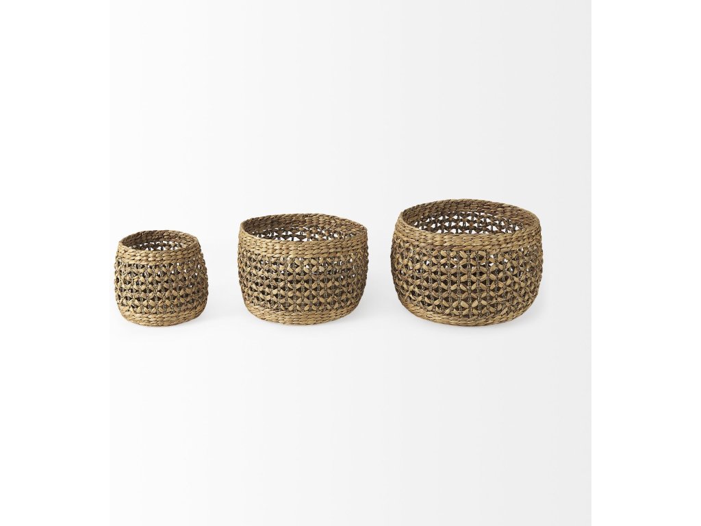 15.0L x 15.0W x 11.8H (Set of 3) Medium Brown Seagrass Round Basket - Alternative View