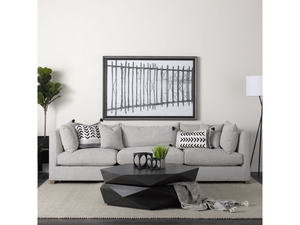 Black Solid Wood Hexagonal Storage Coffee Table - Alternative View