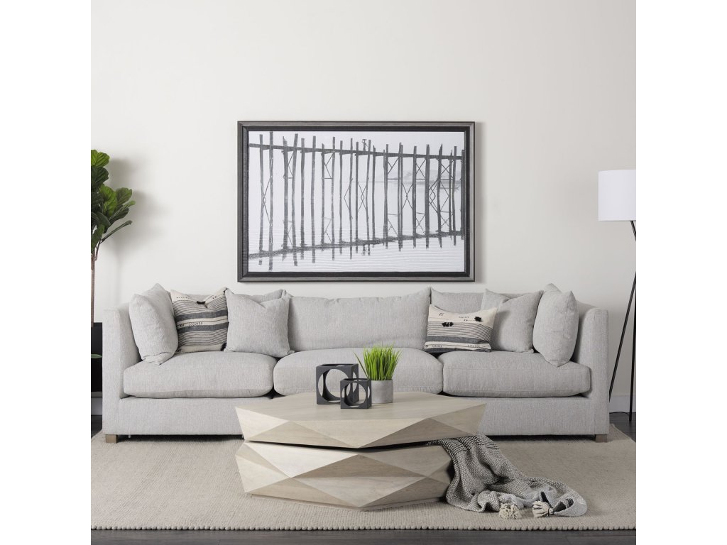 Natural Solid Wood Hexagonal Storage Coffee Table - Alternative View