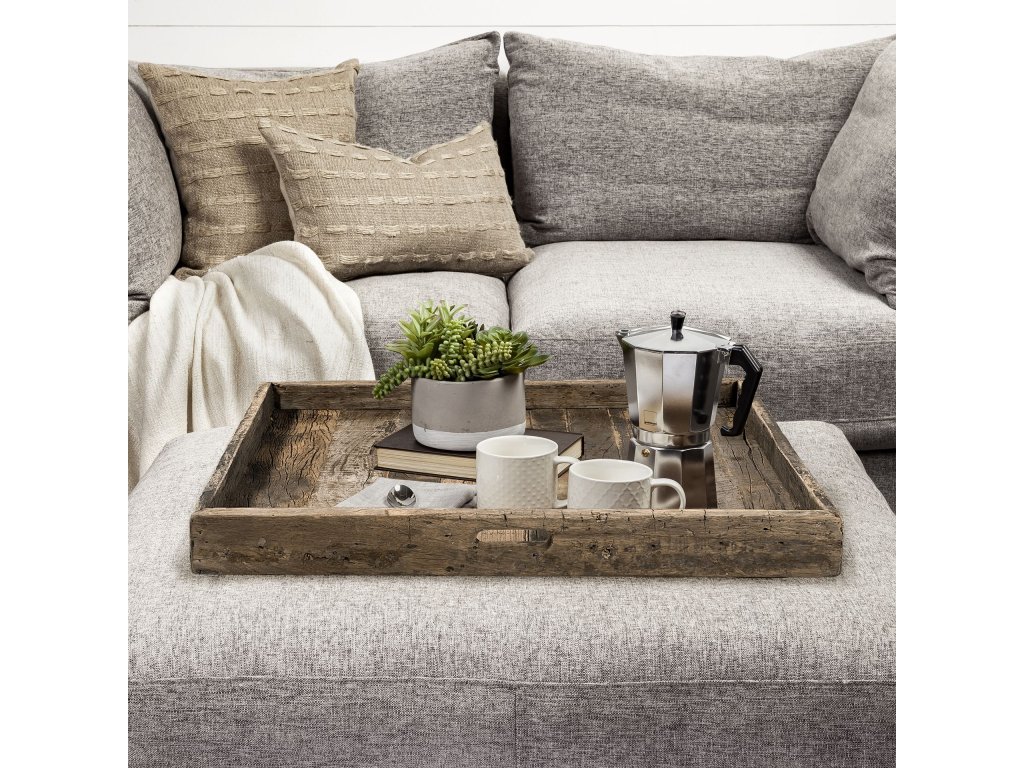 (Large) 30L x 30W Brown Reclaimed Wood Tray - Alternative View