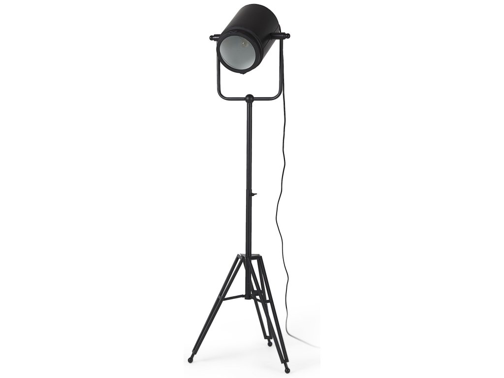 22L x 22W x 61H Black and White Metal Adjustable Cinema-Style Floor Lamp