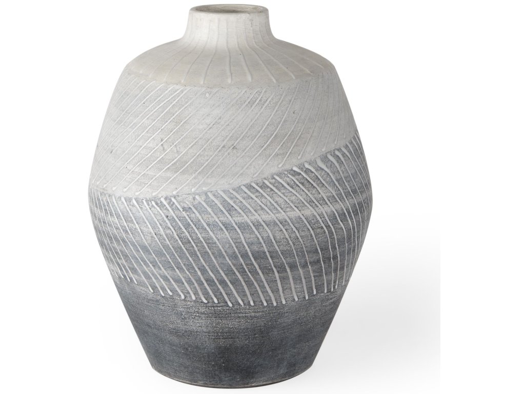 10H Off-White w/ Gray Textured Vase