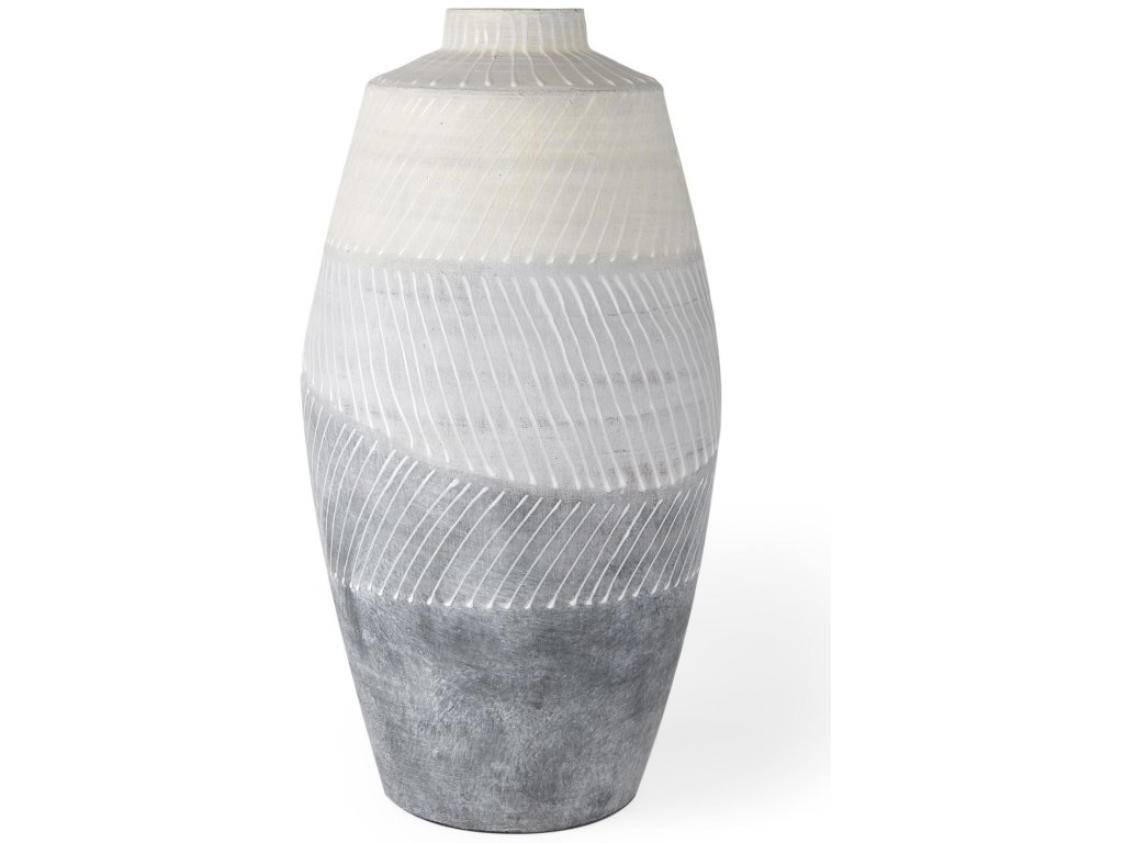 16.5H Off-White w/ Gray Textured Vase