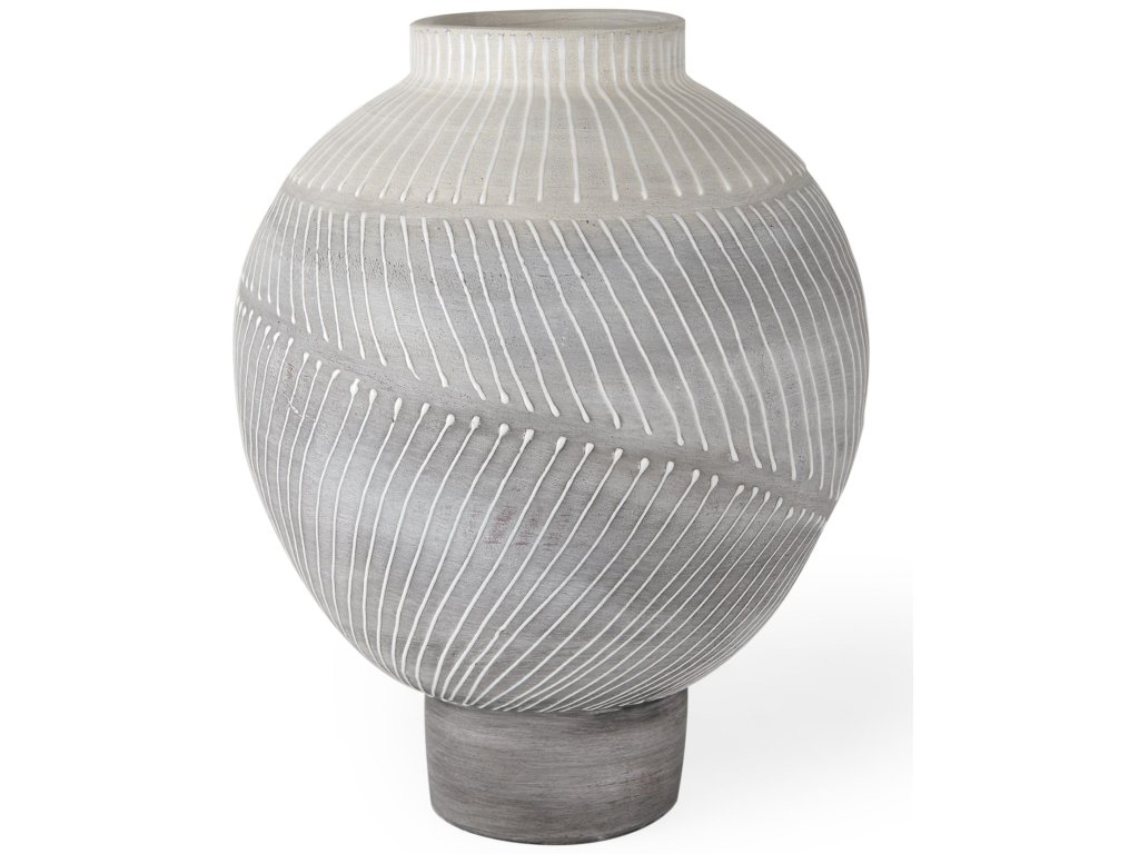 12.5H Off-White w/ Gray Textured Vase