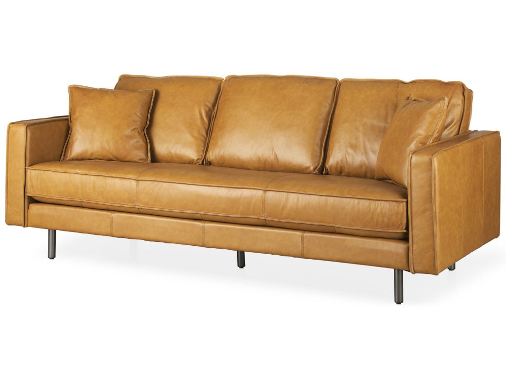 88.0L x 37.0W x 34.0H Tan Leather Sofa