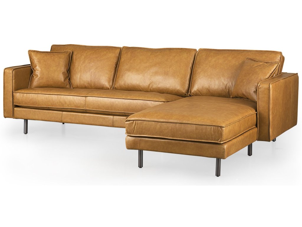 111"L x 70"D x 33"H Tan Leather Right Chaise Sectional