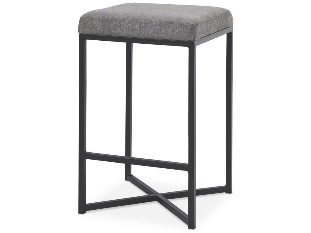 16.5L x 16.5W x 26.4H Gray Fabric Seat w/Black Iron Frame Counter Stool