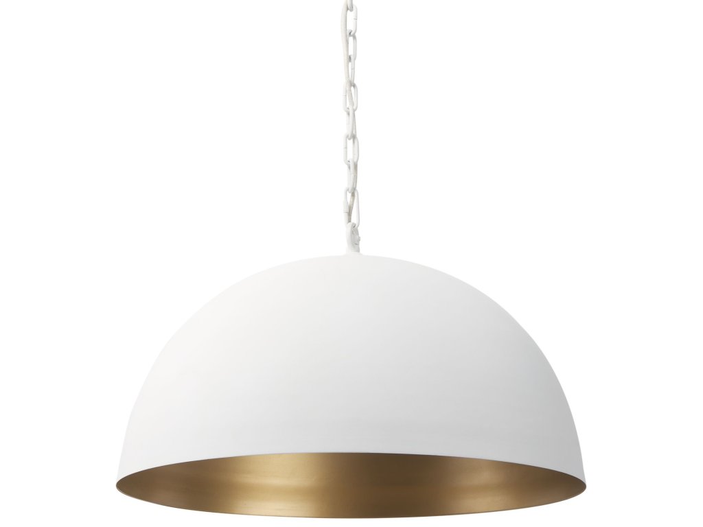 24" Round White Dome Pendant Light