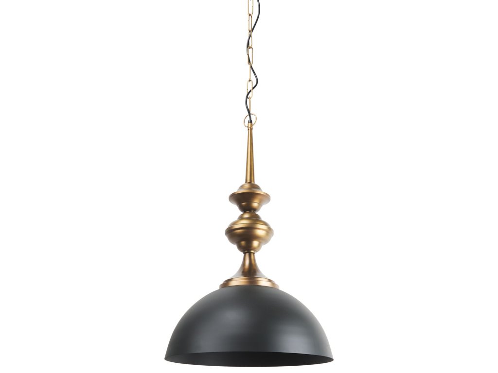 17.0L x 17.0W x 29.0H Black Iron w/Antique Brass Dome Pendant Light