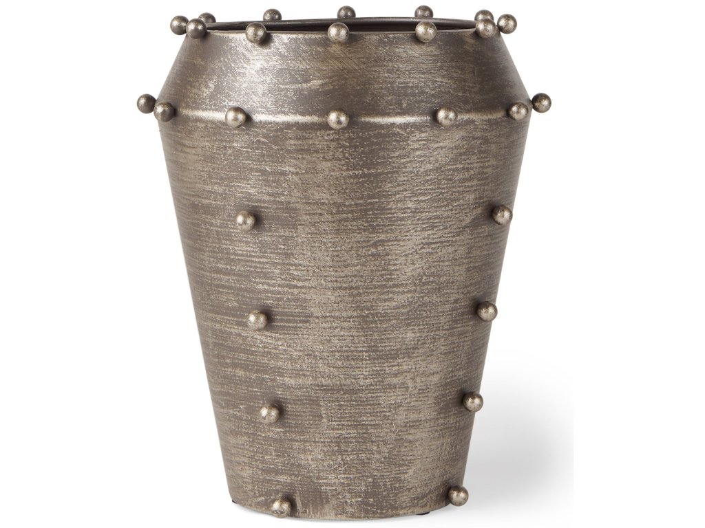 9.1H Small Champagne Metal w/Studs Vase