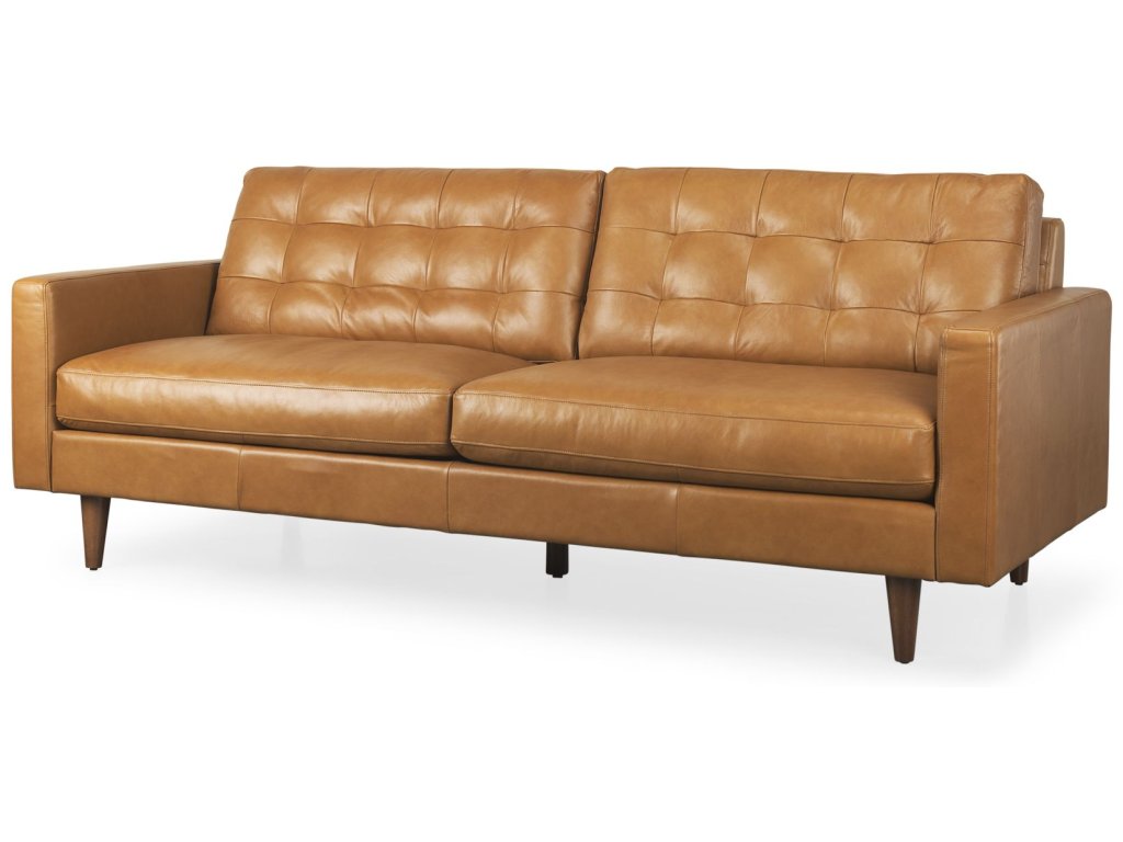88.2L x 37.8W x 35.0H Tan Leather Sofa
