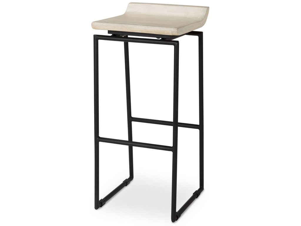 14.0L x 15.8W x 31.8H Natural Wood w/Black Metal Frame Bar Stool