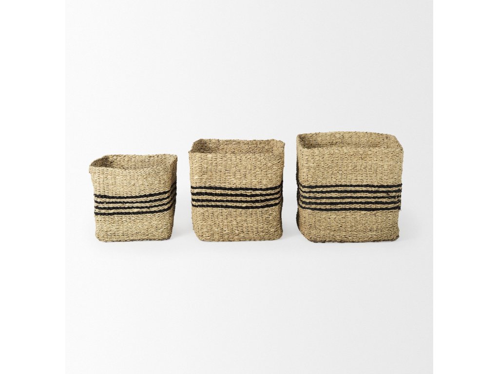 15.7L x 15.7W x 15.7H (Set of 3) Grey Twisted Seagrass Square Basket