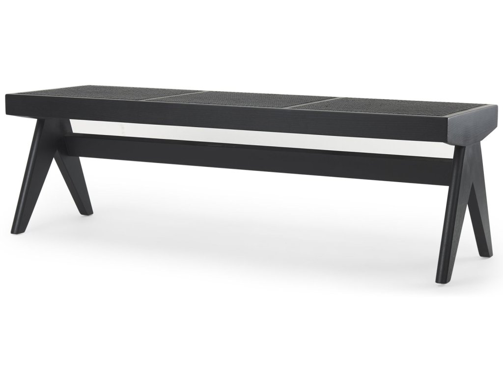 59.1L x 17.7W x 18.1H Black Wooden Bench