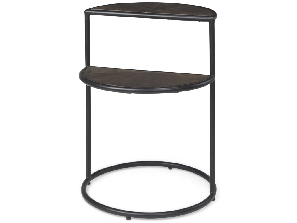 20.5L x 20.5W x 24.4H Brown Wood w/Black Metal End Table