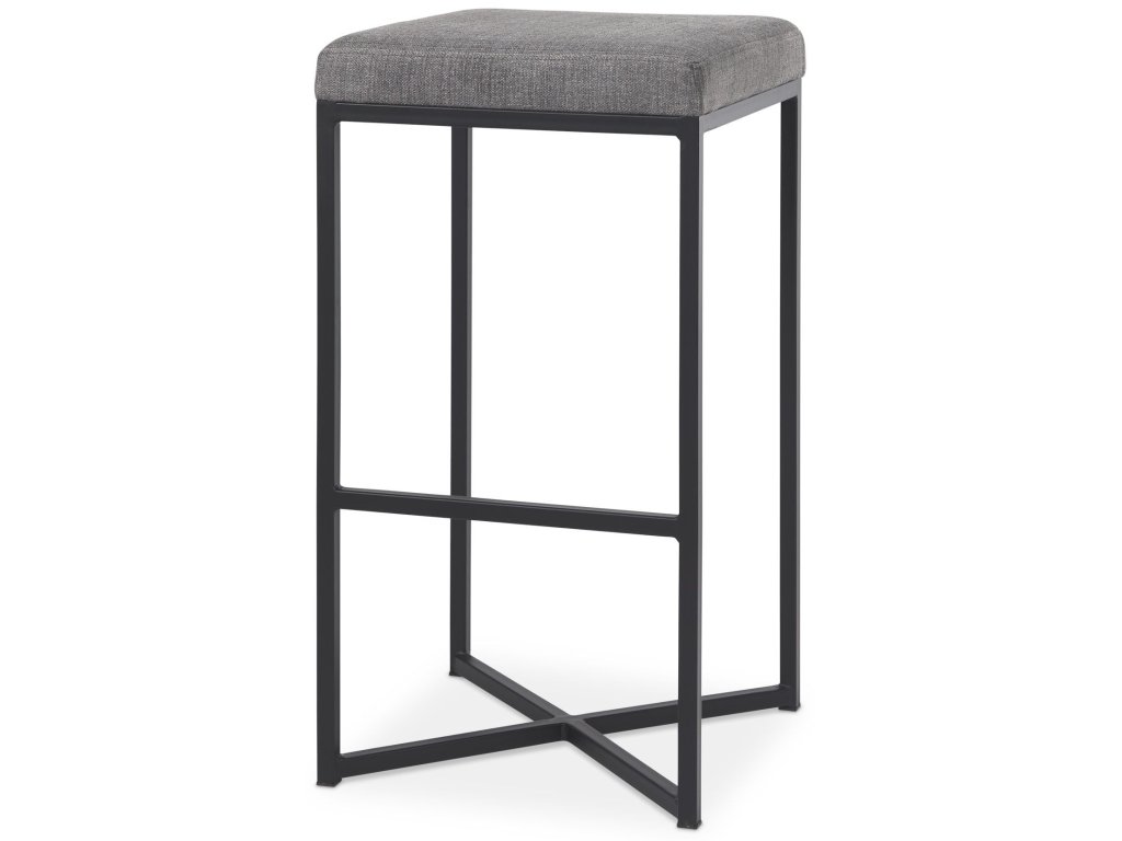 16.5L x 16.5W x 29.75H Gray Fabric Seat w/Black Iron Frame Bar Stool