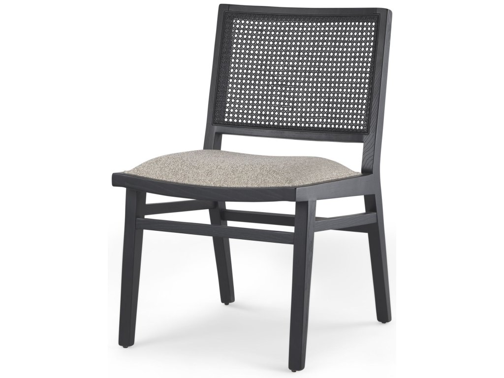 20.5L x 24.6W x 34.1H Beige Fabric w/Black Wood Dining Chair