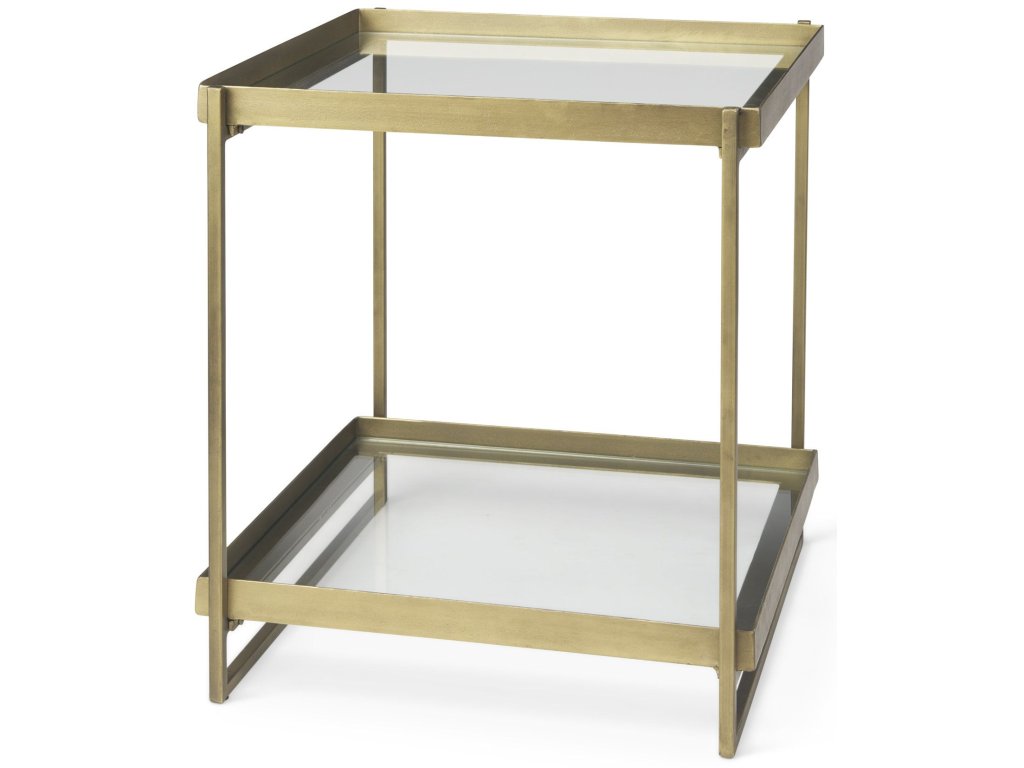 Gold Metal w/Glass Accent Table