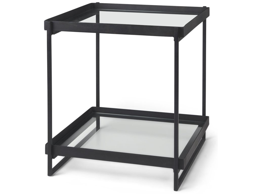Black Metal w/Glass Accent Table