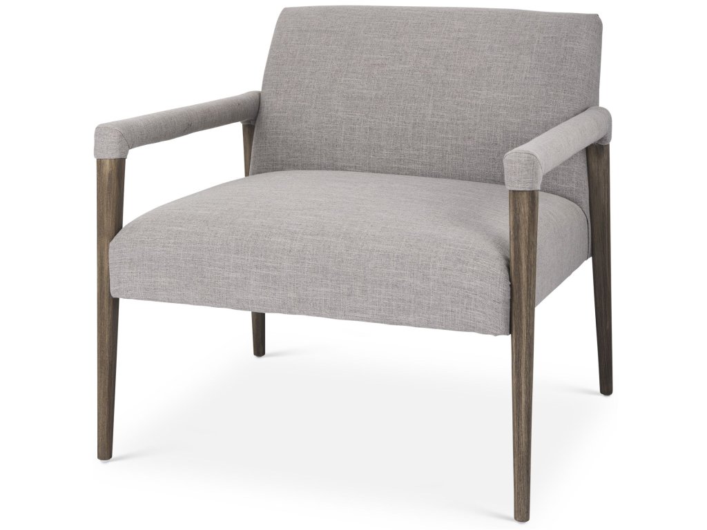 Gray Fabric w/ Brown Wood Frame Accent Chair