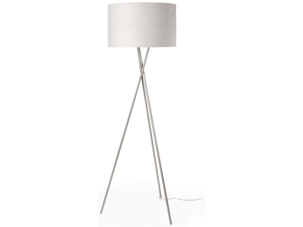 20.0L x 20.0W x 61.8H Silver Metal w/Beige Fabric Shade Floor Lamp
