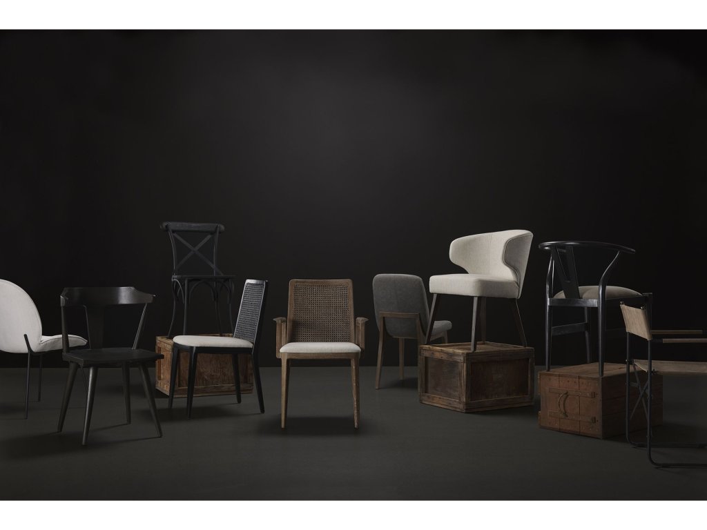 Black Wood w/ Cream Fabric Seat and Cane Back Armless Dining Chair