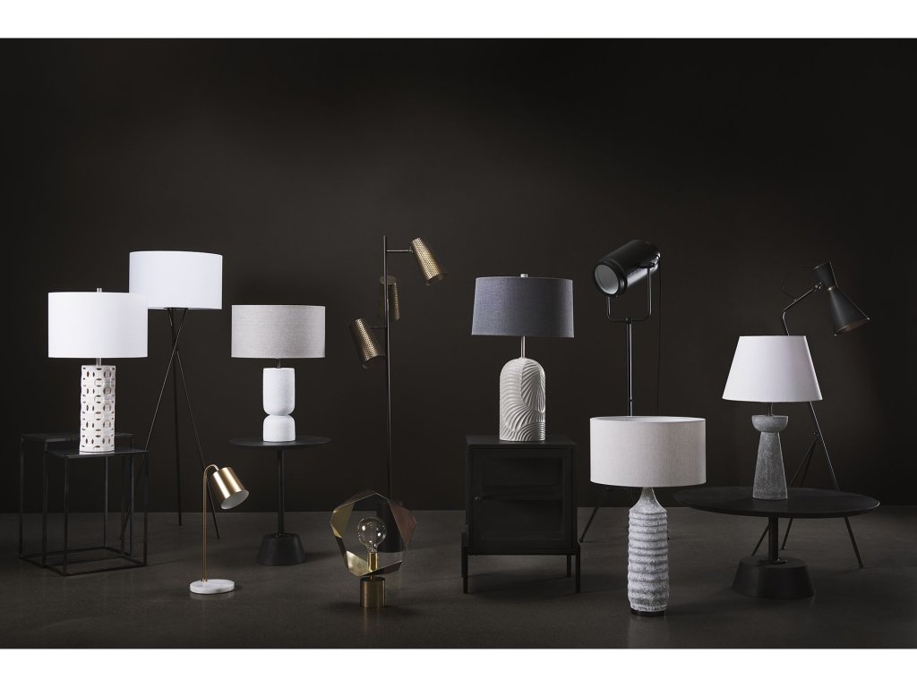 22L x 22W x 61H Black and White Metal Adjustable Cinema-Style Floor Lamp