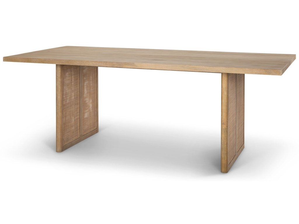 84L Light Brown Wood w/ Cane Dining Table