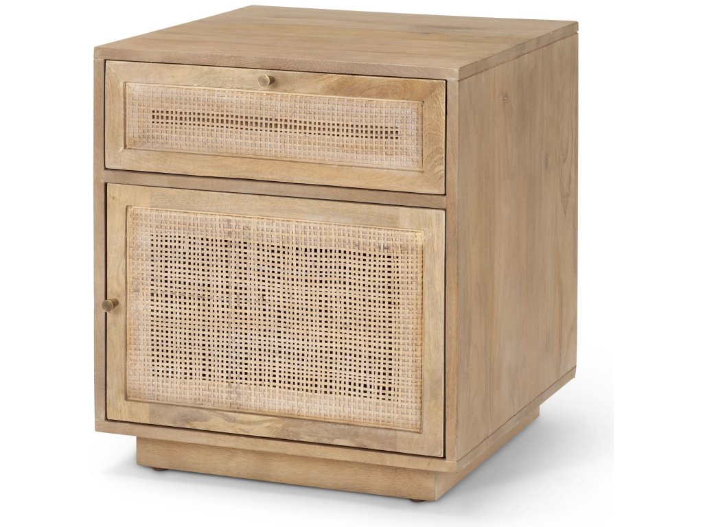 Light Brown Wood w/ Cane Accent Table