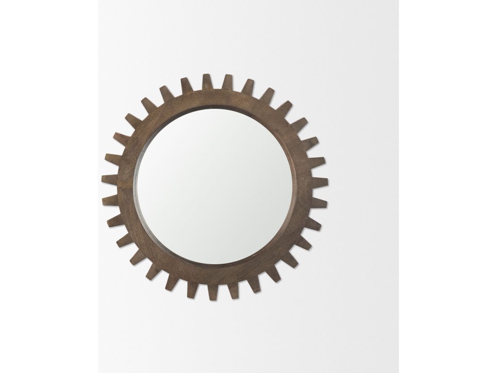 Mirror 26" Round Brown Wood Frame Mirror - Alternative View