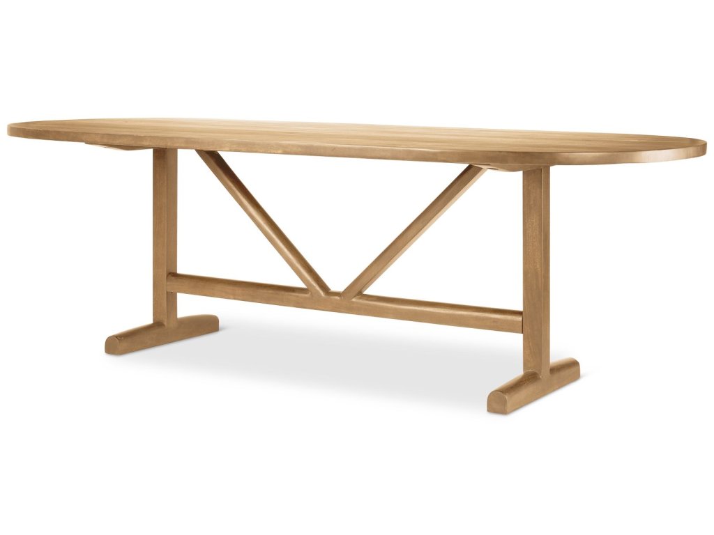 94"L Light Brown Solid Wood Dining Table