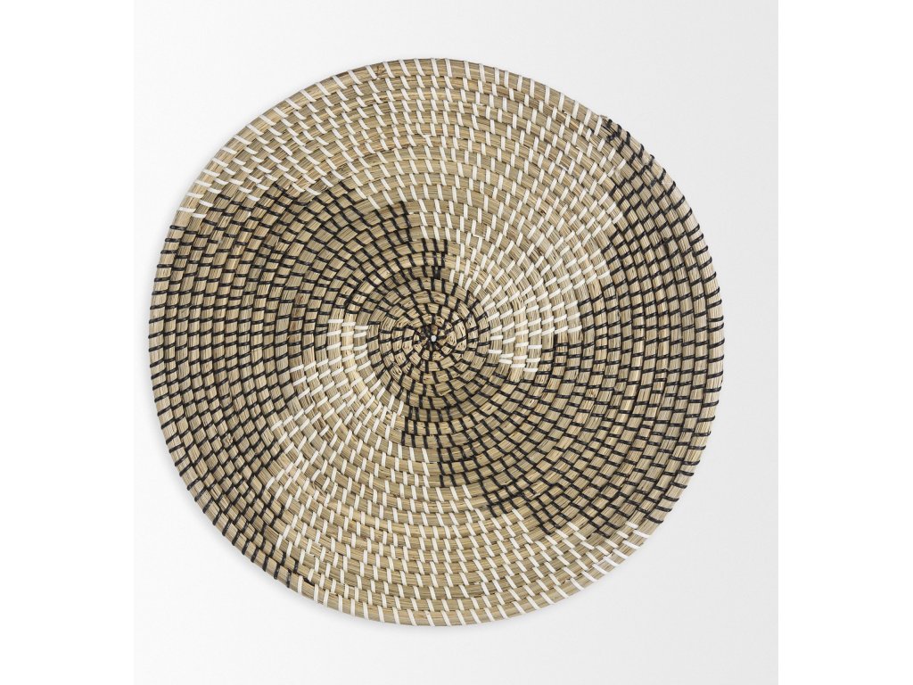 18.0L x 18.0W x 3.0H Large Light Brown Seagrass Round Wall Hanging Plate