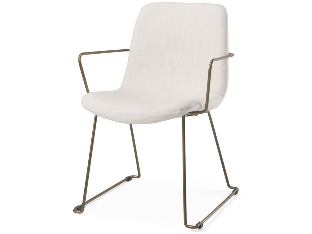 Cream Fabric Wrap Gold Metal Frame Dining Chair