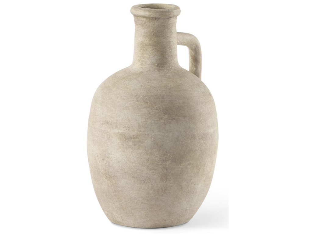 5.3L x 5.3W x 9.3H Warm Beige Ceramic Vase