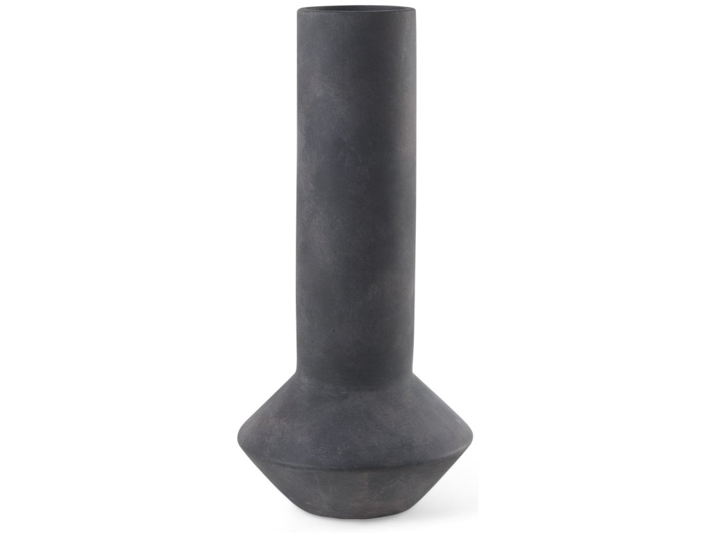 7.1L x 7.1W x 15.0H Dark Gray Ceramic Vase