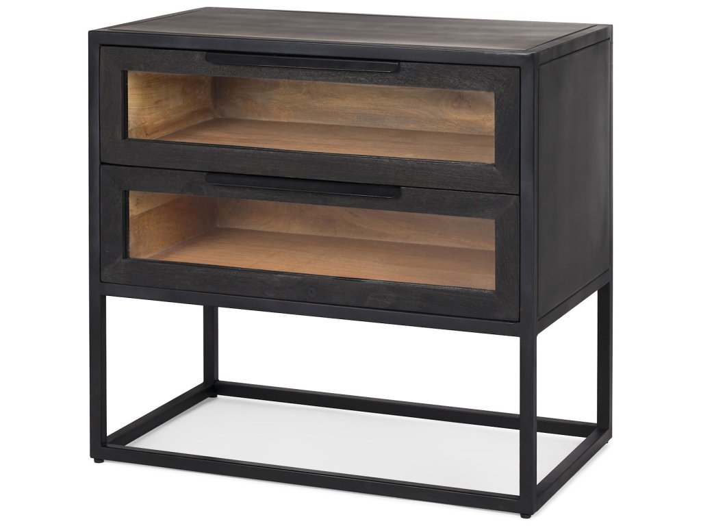 Black Wood w/Black Metal Frame Side Table