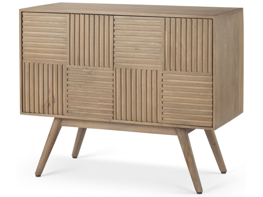 37.0L x 17.0W x 30.5H Light Brown Wood Accent Cabinet