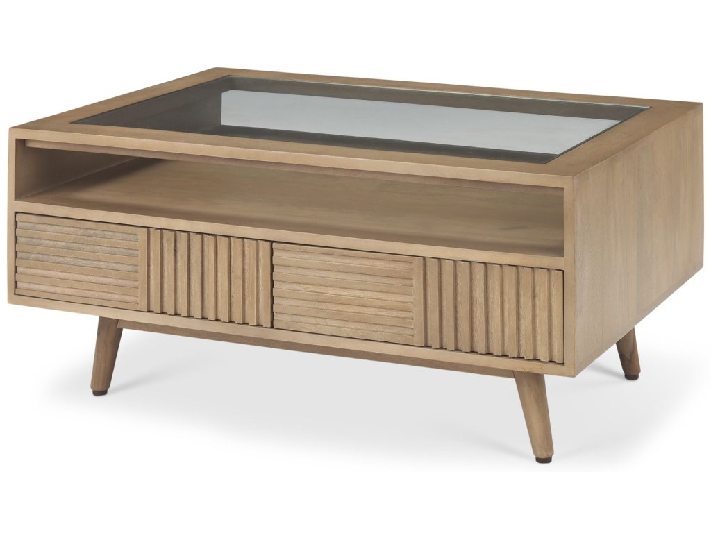 38.0L x 27.0W x 18.0H Light Brown Wood Coffee Table