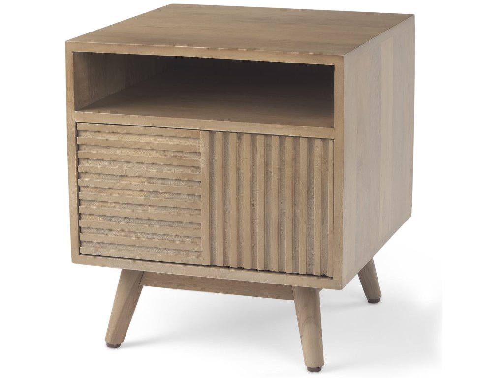 19.0L x 19.0W x 21.5H Light Brown Wood Side Table